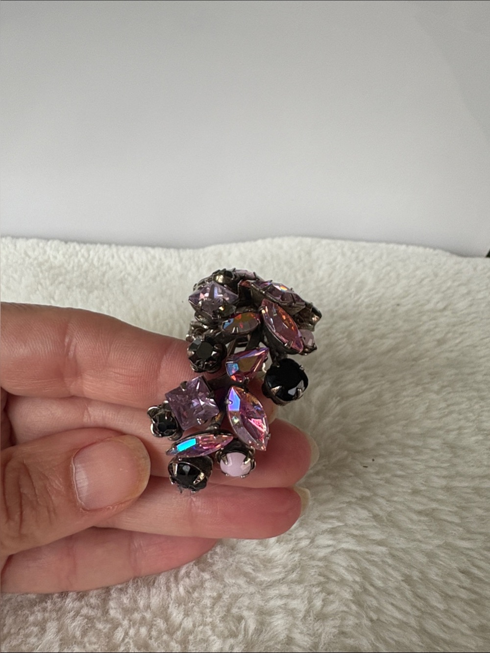 Vintage Sorrelli Pink and Black Crystal Cuff Bracelet - Picture 4 of 14